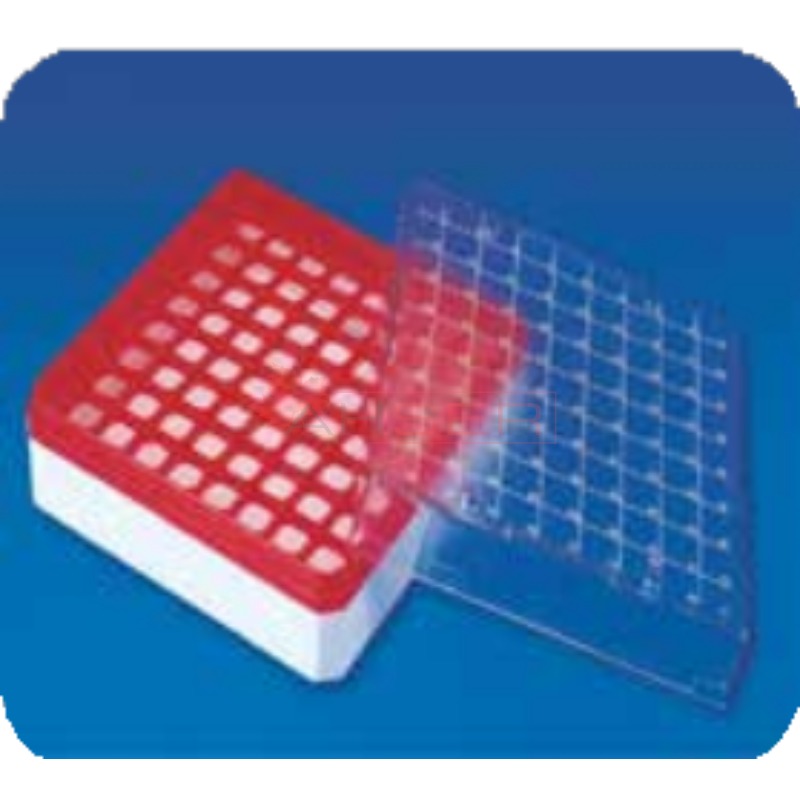 Cryo Tüp Kutusu - Şeffaf Kapaklı Poly Karbonat 1 - 1,8 ml 100 delikli