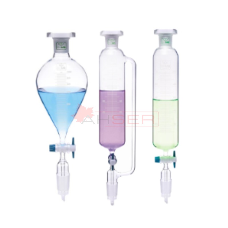 damlatma hunisi - cam - armudi - dereceli - PTFE musluklu - 100 ml