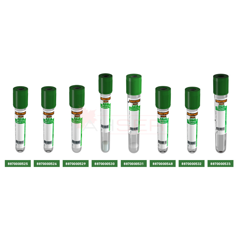 Fıratmed Jelli Lityum Heparin / 13x75 mm / 3 ml hacimli / Yeşil kapaklı / Steril